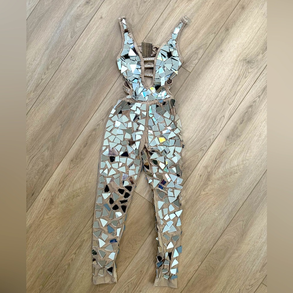 Mirrored Glamour Costume unitard (child medium), added silver Swarovski crystals